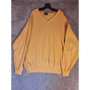 Ahead Authentics Mens V-Neck Sweater Yellow Relaxed Fit Knit 3XL 54" Chest SW35